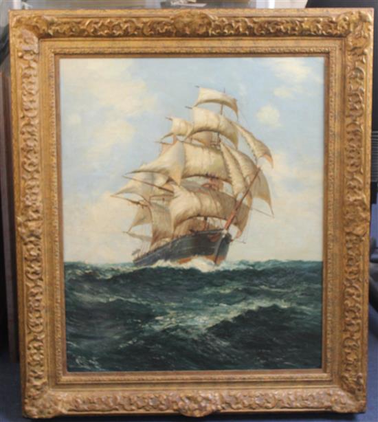 Daniel Sherrin (1868-1940) Clipper at sea, 30 x 24in.